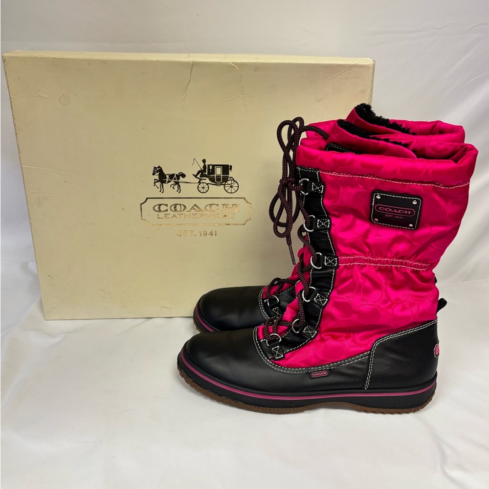 Coach Pink and Black Winter Boots